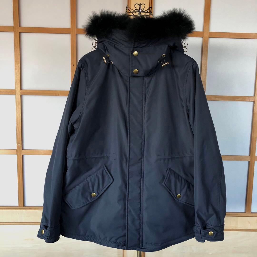 美品　イエナ　レディース　モッズコート　リアルファー　中綿　アウター　紺　M