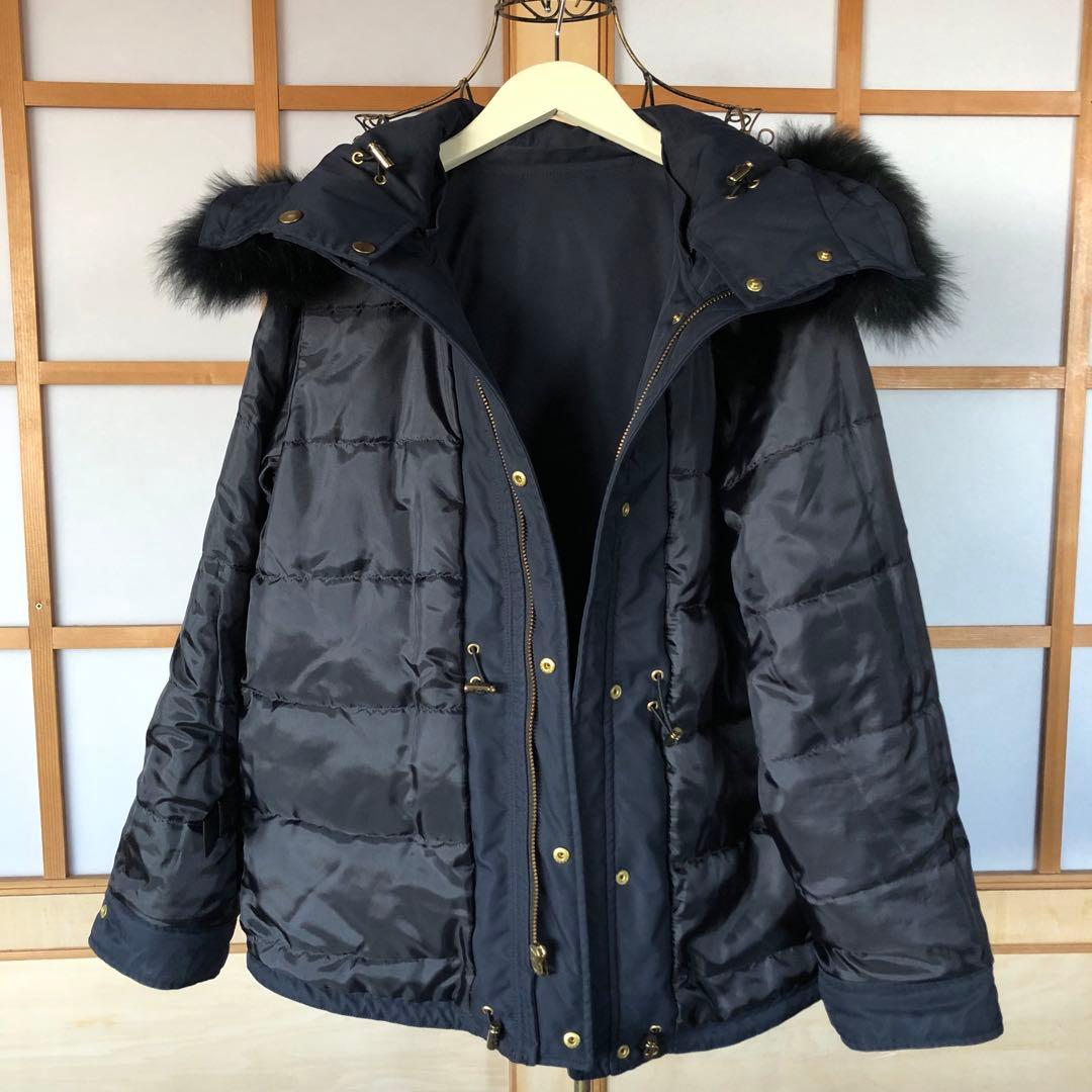 美品　イエナ　レディース　モッズコート　リアルファー　中綿　アウター　紺　M
