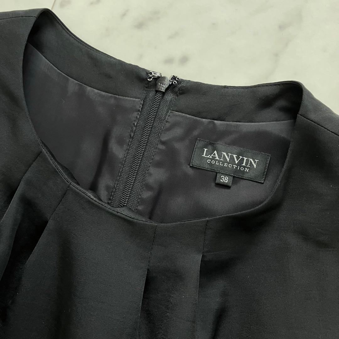 ランバンコレクション ワンピース 黒 ティアード 38