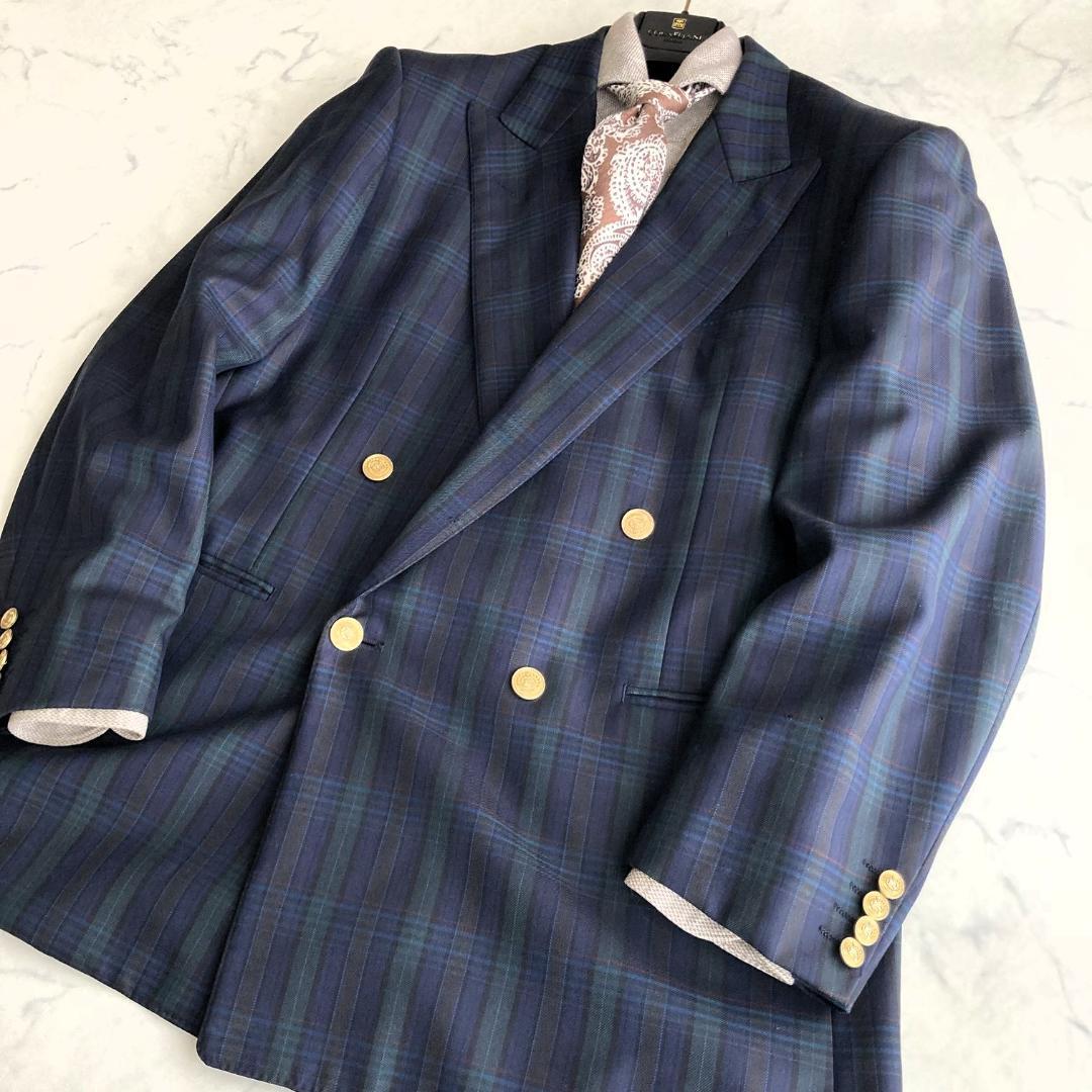 希少ＸＬ/ＡＢ７　BURBERRY バーバリー　金ボタンチェックジャケット