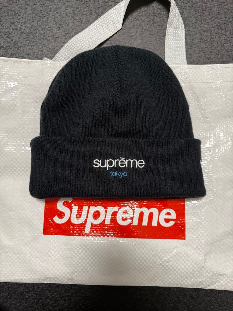 Supreme ニット帽 黒 新品　ニューエラコラボ