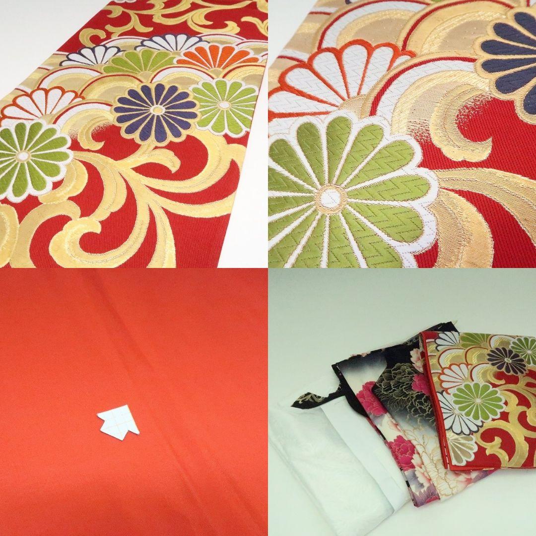 ぽよん☆☆☆✾ｍ2048＊美品 正絹 金駒刺繡 蝶 トール 振袖3点セット