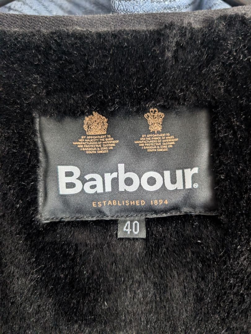 Barbour ブラック ファーライナーベスト 40