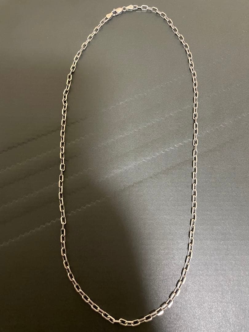 柴*一様 シルバー925 チェーンネックレス 60cm 燻し加工