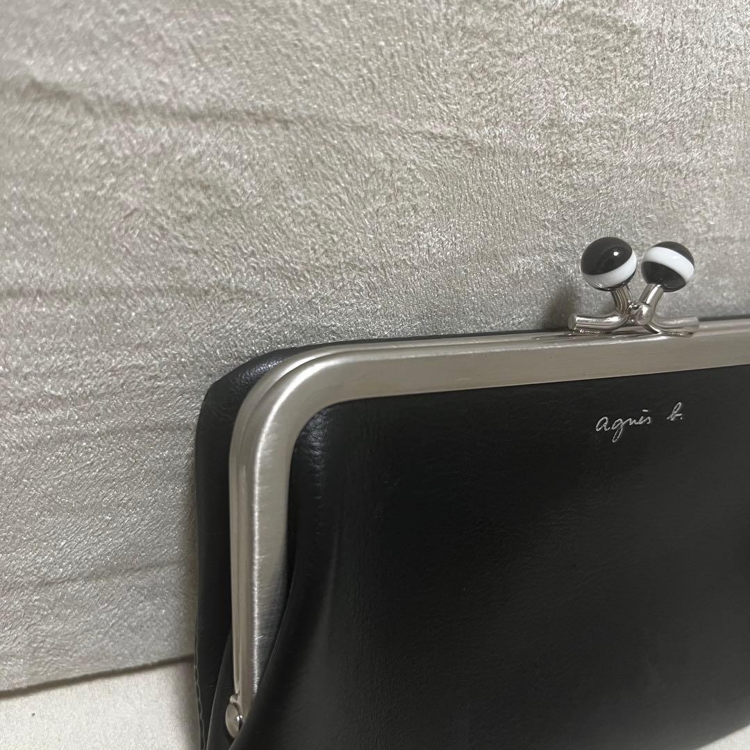 agnis.b 黒 レザー がま口財布