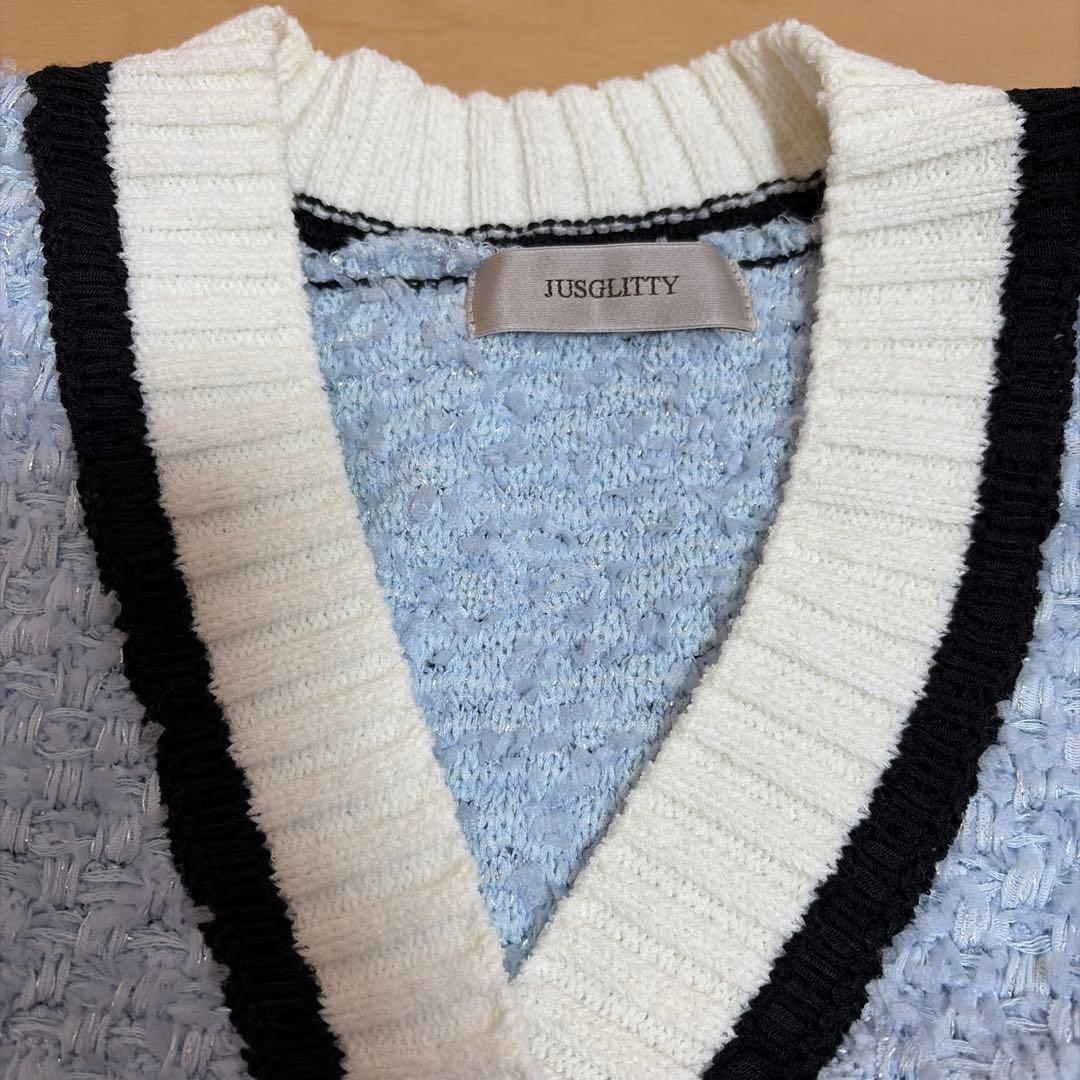 美品　ジャスグリッティー　ツイーディーカーディガン