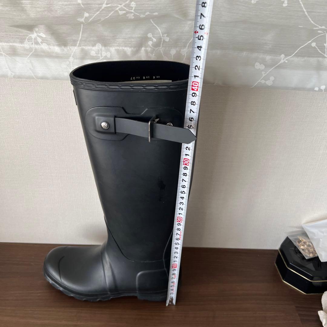 HUNTER 黒 長靴 バックル付き　ロングレインブーツUK4