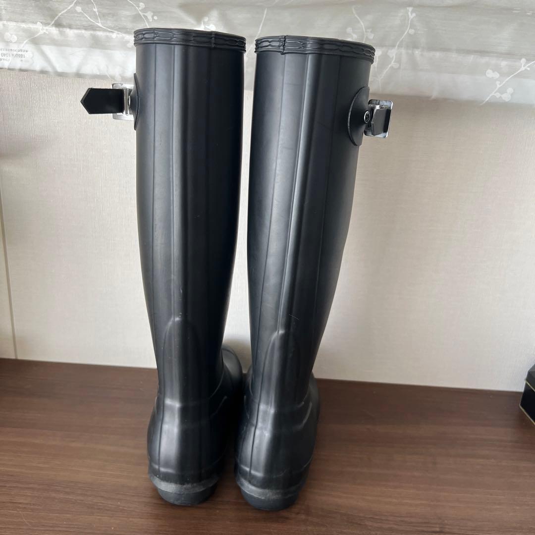 HUNTER 黒 長靴 バックル付き　ロングレインブーツUK4
