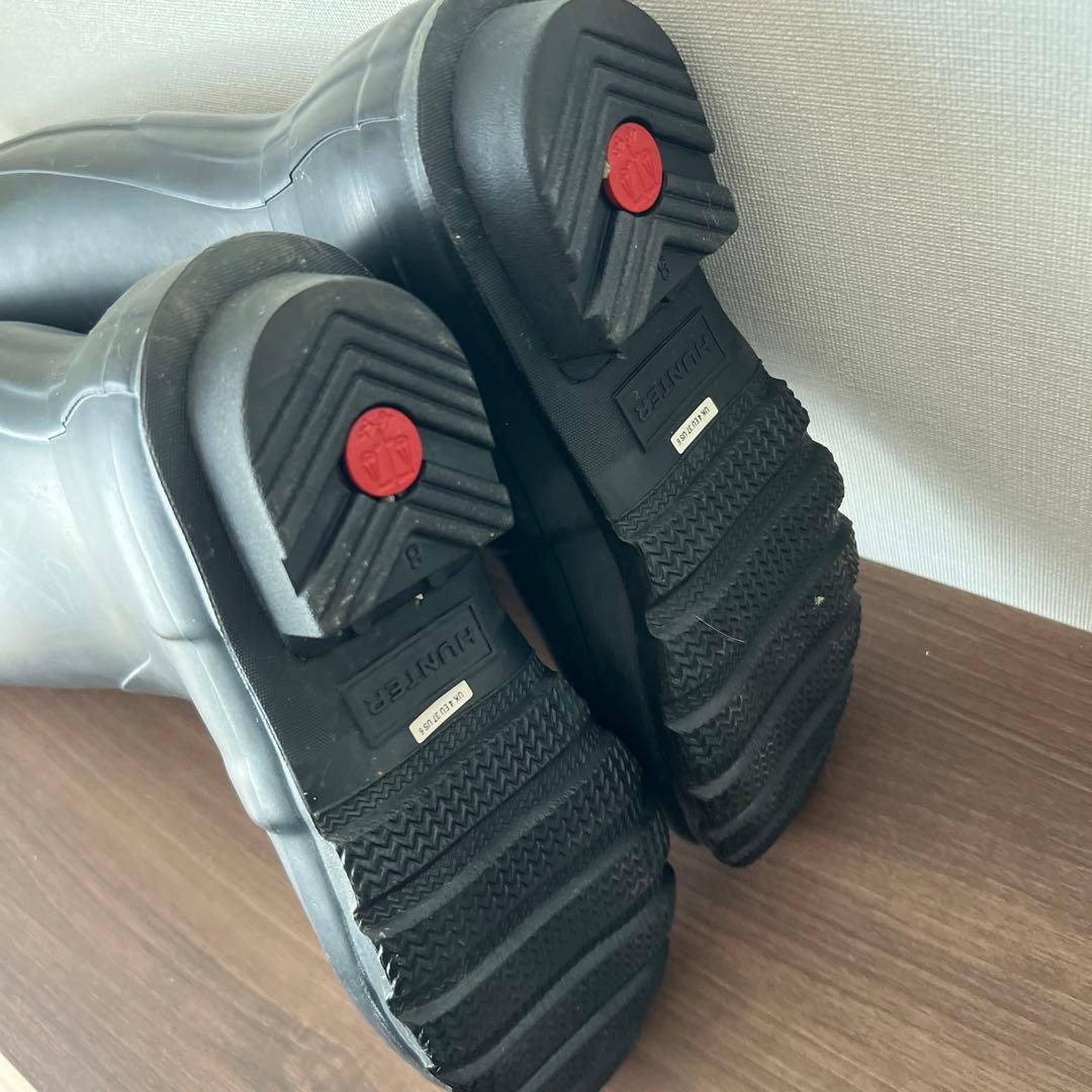 HUNTER 黒 長靴 バックル付き　ロングレインブーツUK4