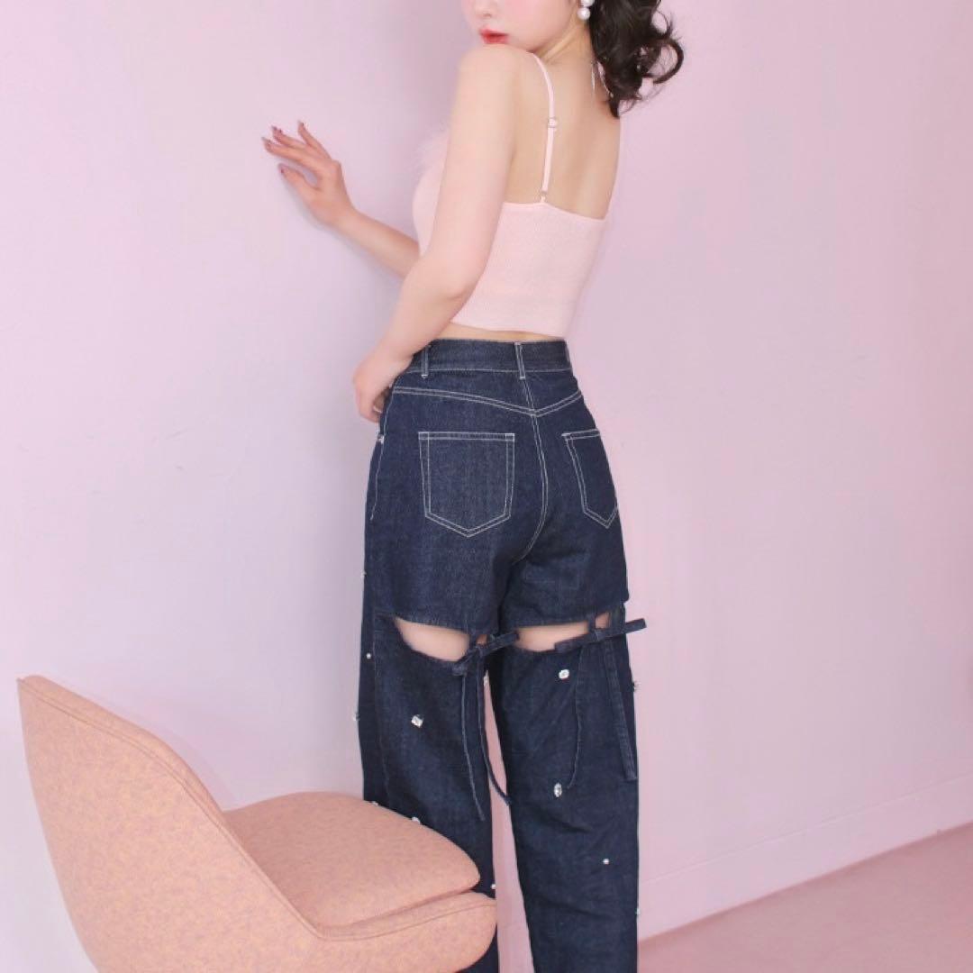 未使用品 m me eme エムミーエメ スイートビジューデニム 希少 即完売品