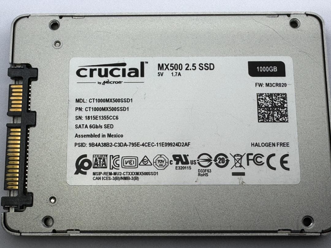 M*介様 crucial CT1000MX500SSD1 2.5” 1TB 中古