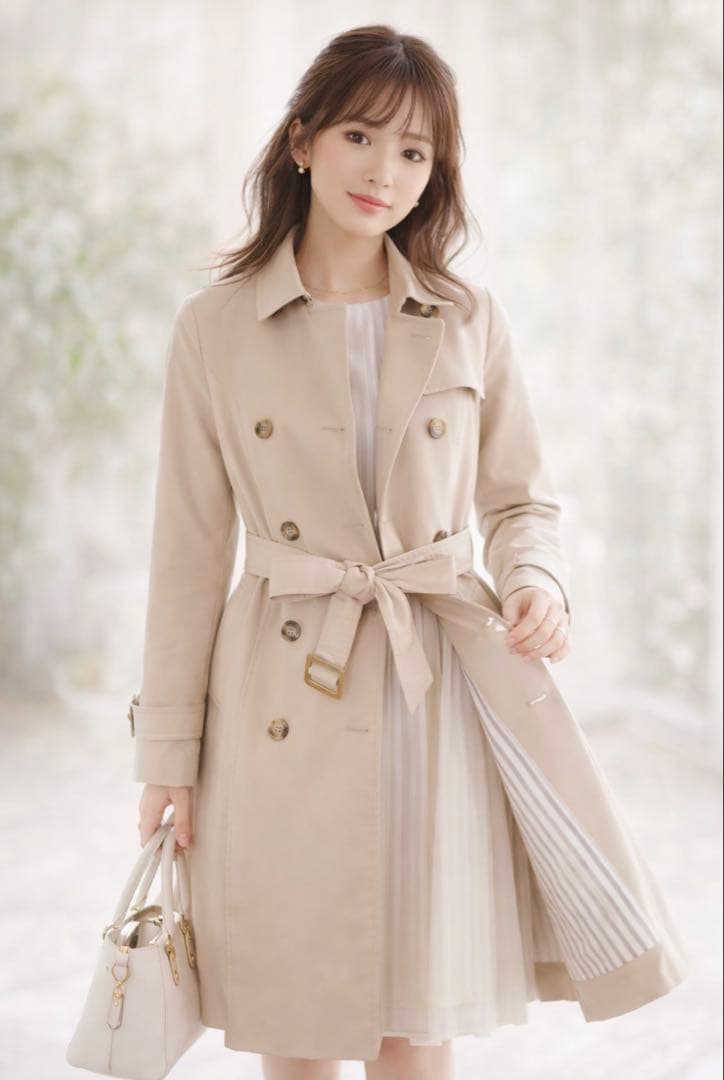 anySiS トレンチコート ベージュ 上品 春 通勤 入学式 美シルエット M