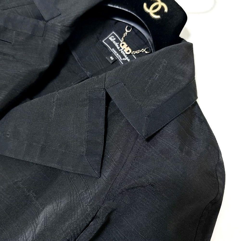 極美品✨ フェラガモ　ロングコート　薄手　ベルト　総柄　Aライン　黒　40