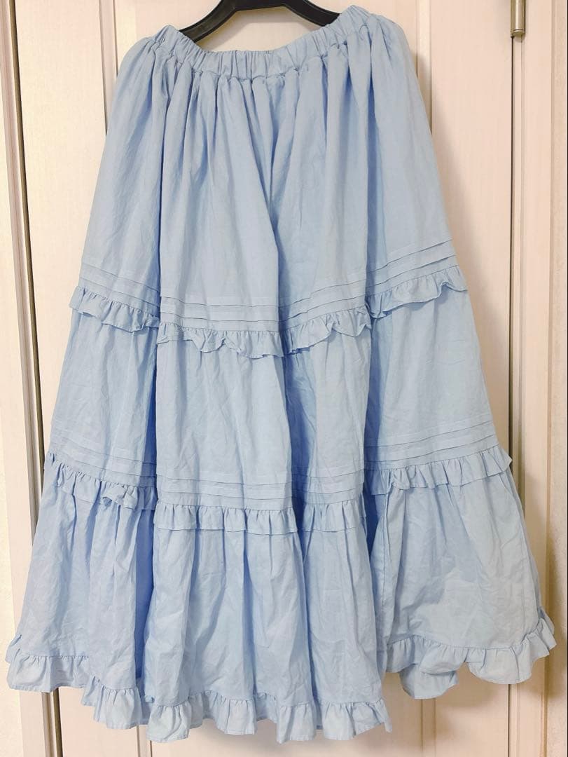 Chalmiere クラシックコットンスカート　ロングスカート　ブルー