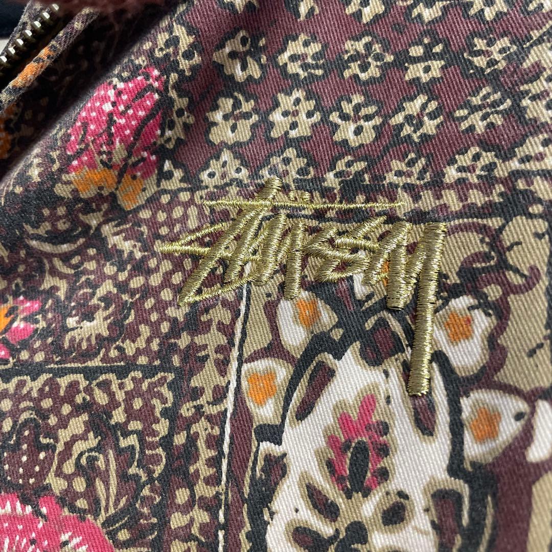 stussyジップブルゾン 刺繍ロゴ ワンポイントロゴ 総柄　値下げ中