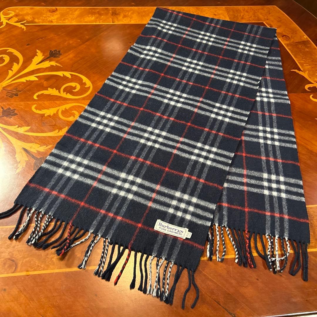 バーバリー、プュアカシミアマフラー、美品。