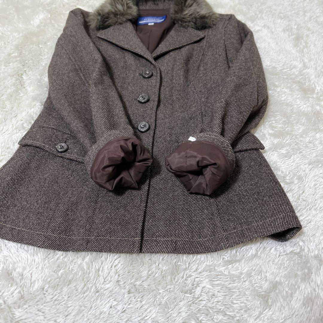 【美品】　バーバリーブルーレーベル ファー付き アウター　ブラウン 38