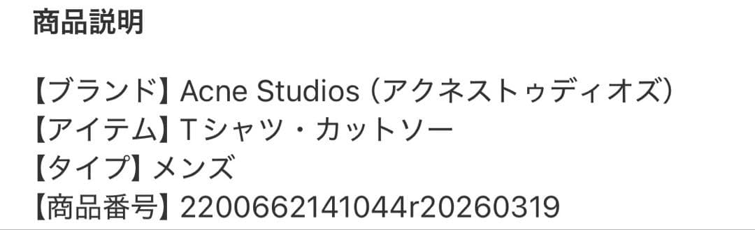 Acne studios ロゴTシャツ リラックスフィット S