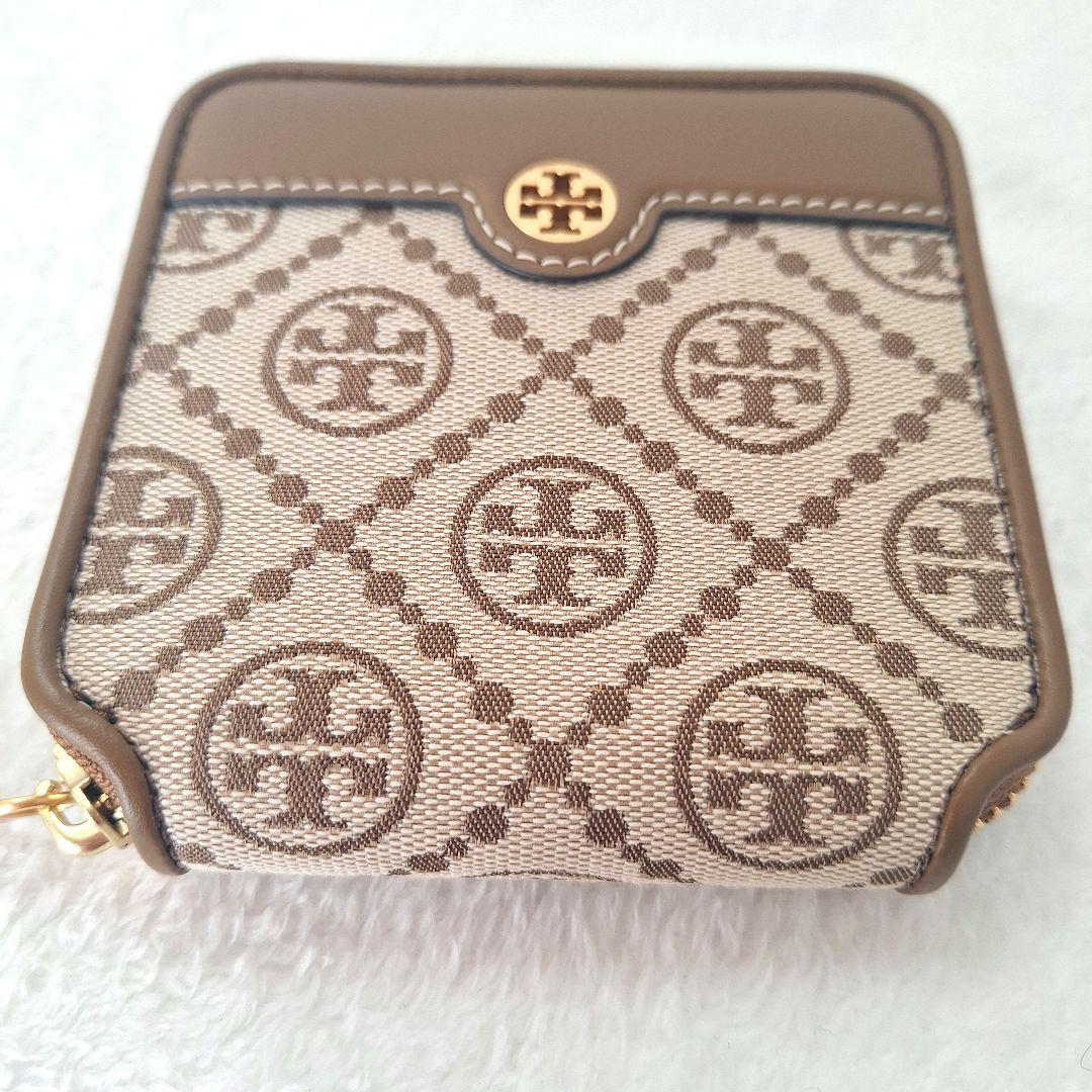 Tory Burch トリーバーチ 二つ折り財布 ロゴ 総柄 レザー ブラウン