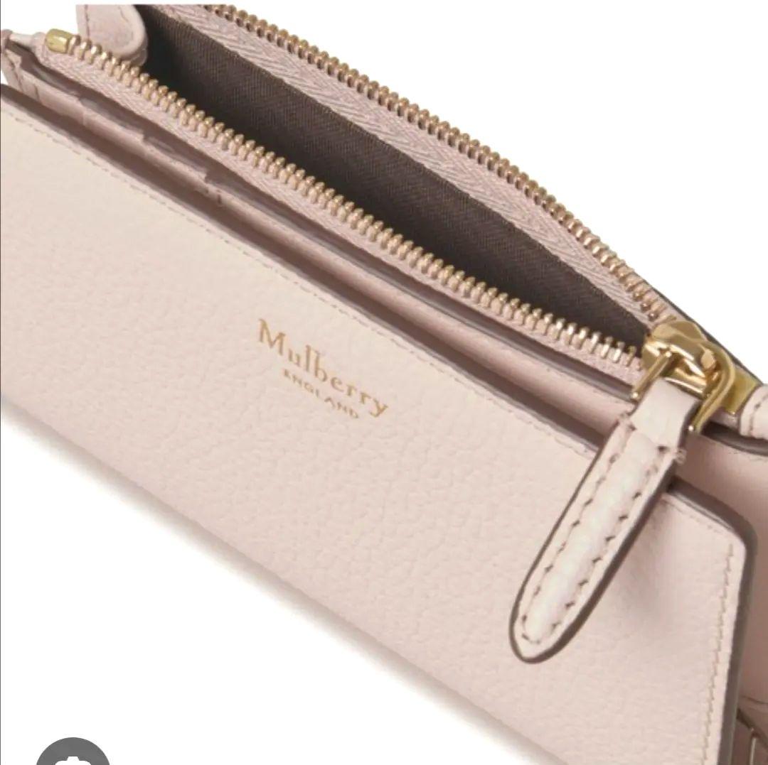 美品 マルベリー コンチネンタルバイフォールドジップドウォレット 春色