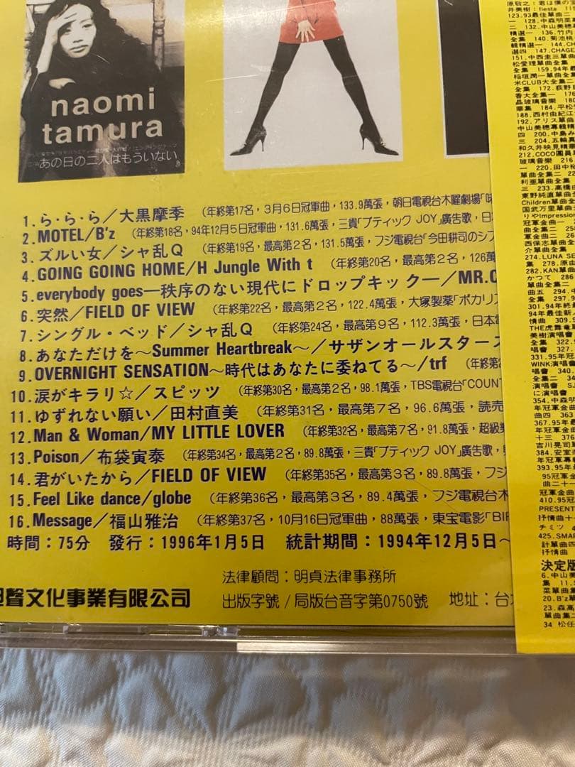95年終統計最佳單曲2、3/台湾旭聲文化事業有限公司出版オリコンチャート上位32