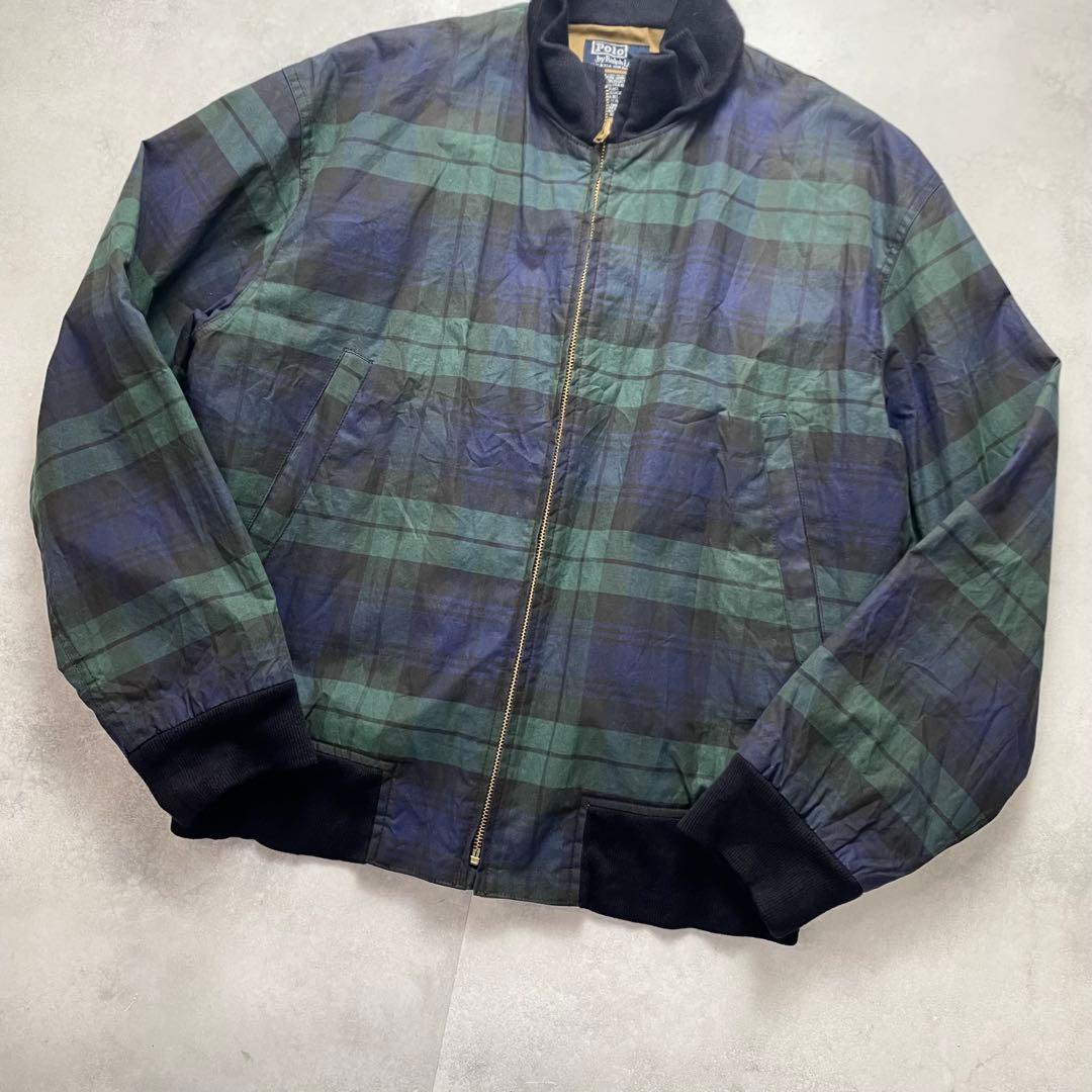 90's USA製 ラルフローレン オイルドコットン スウィングトップ チェック