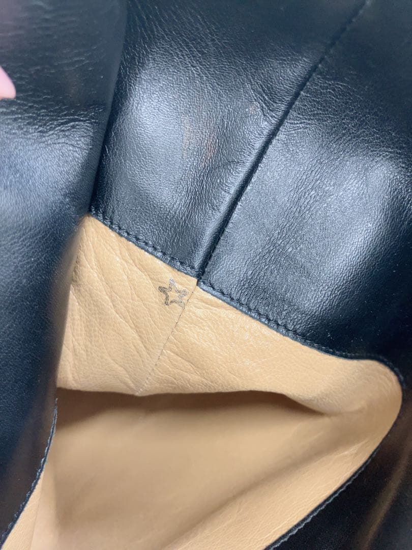 ★HERMES レザー ロングブーツ ヒール ブラック 黒