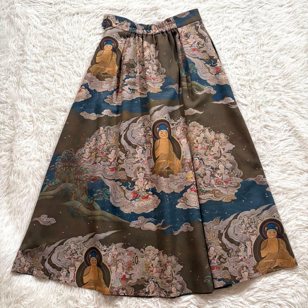 美品✨＆ellecy アンドエルシー　猫如来　ロングスカート　ネコ　ブラウン系