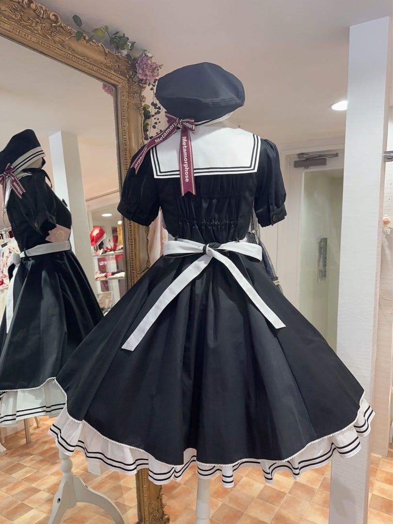 メタモ♡ペチコート付きセーラーOP＆ロゴリボンセーラーベレー帽セット