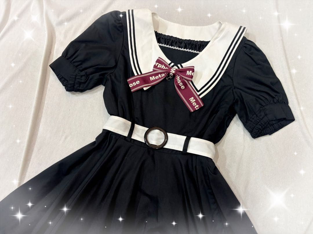 メタモ♡ペチコート付きセーラーOP＆ロゴリボンセーラーベレー帽セット