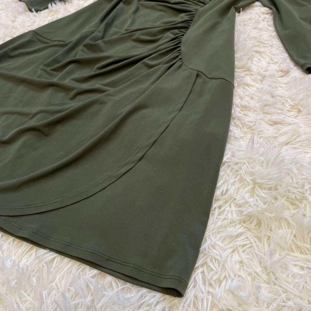  カシュクール ドレープワンピース オリーブグリーン 12