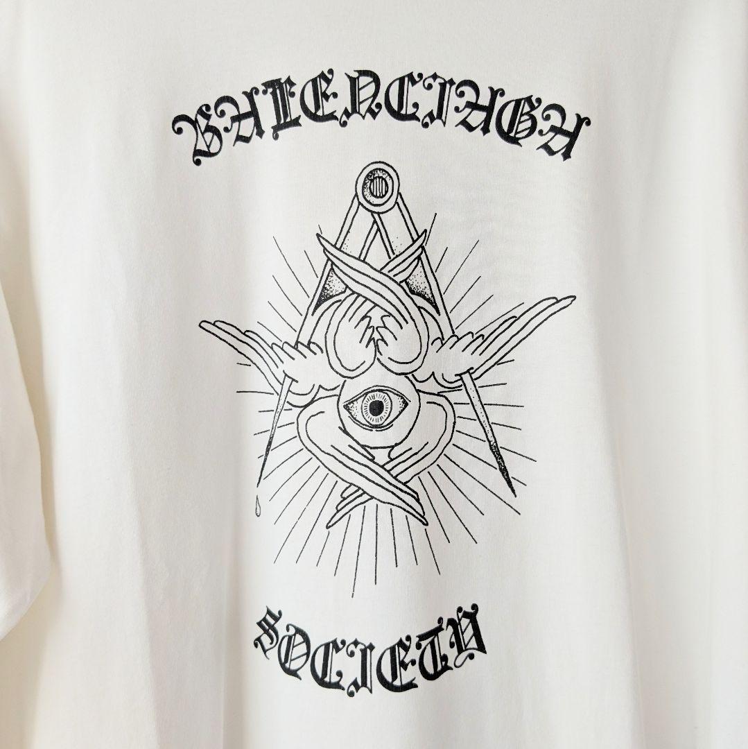 バレンシアガ　Tシャツ　白　L　グラフィックロゴ　オーバーサイズ