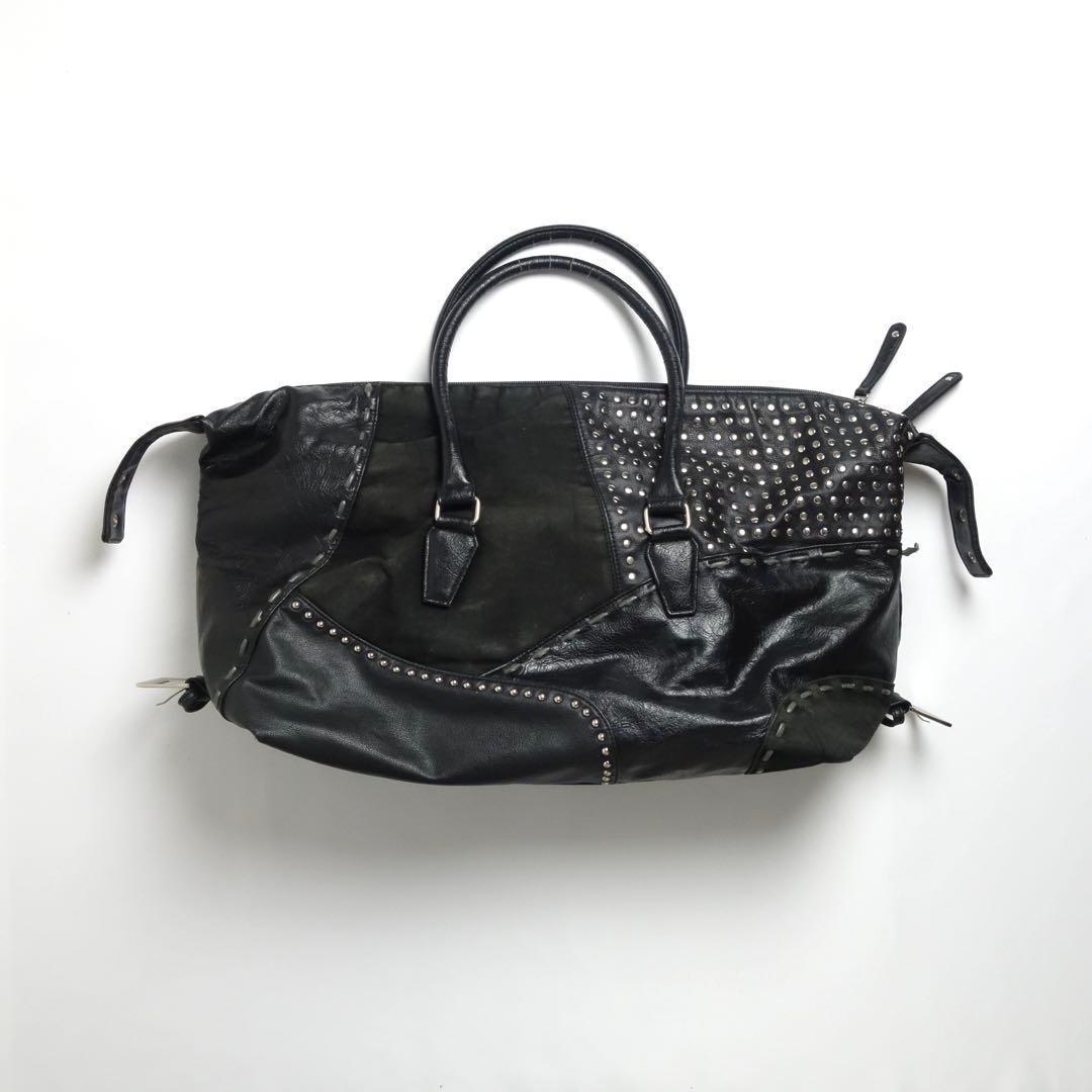 バッグ Tornado Mart Studded Leather Boston Bag