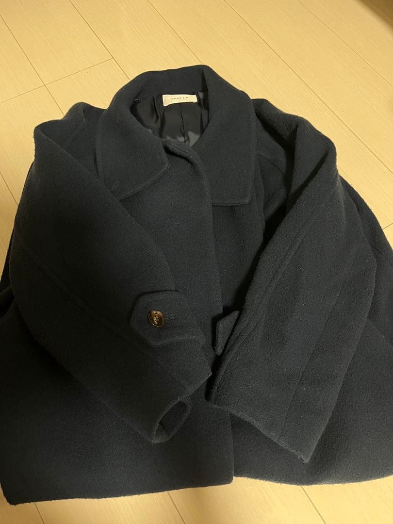 【人気完売色】FRAY I.D ウールリバーバルマカンコート ネイビー 1サイズ