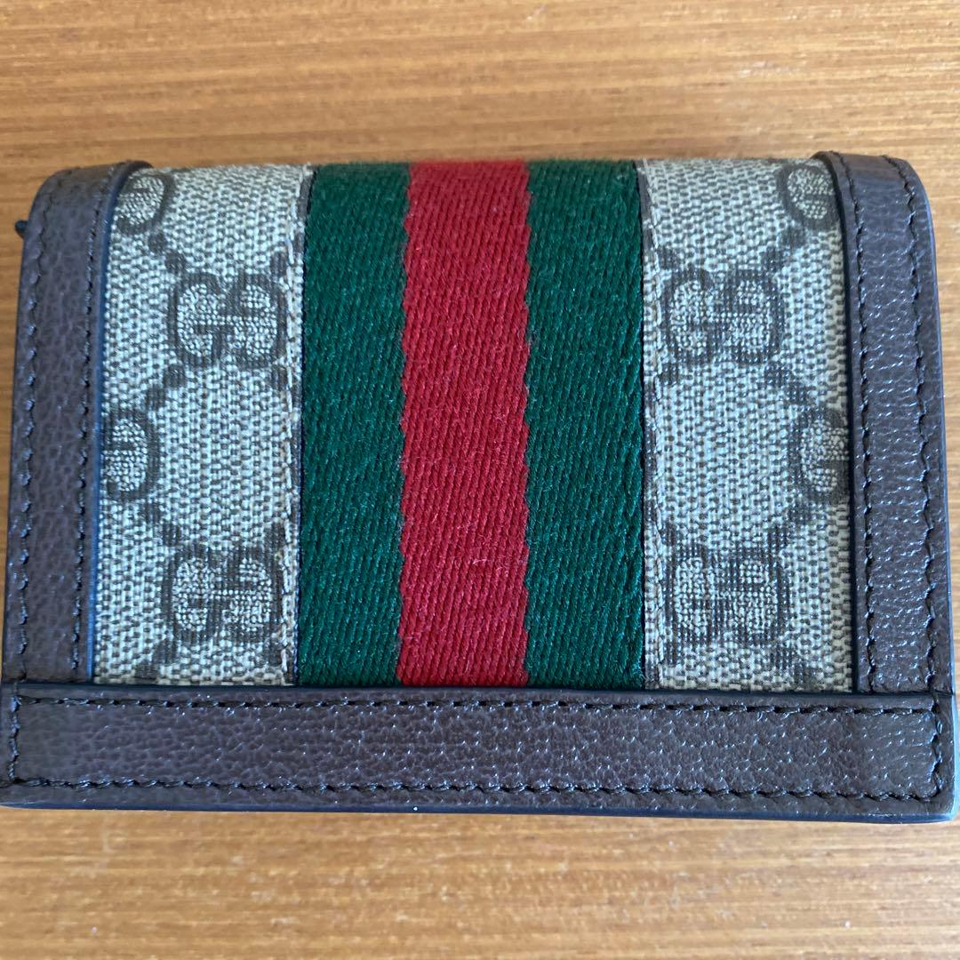 ヴェクナGUCCI 二つ折り財布 グレー 赤 緑