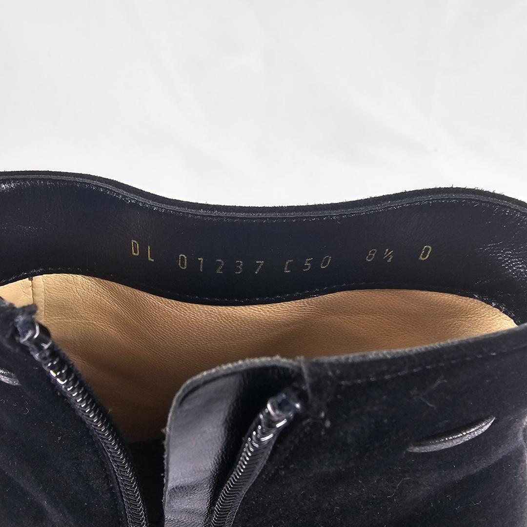 【希少サイズ26cm】フェラガモ ショートブーツ スエード リボン 黒 8.5D