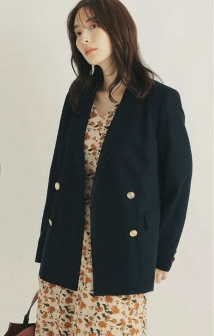 美品✨Andemiu キンボタンダブルジャケット　テーラージャケット　ネイビー