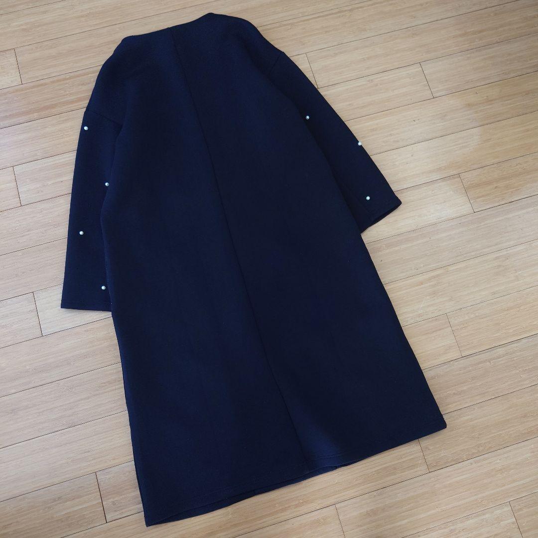 Liala×PG リアラPG ダンボールニット パール ロングコート ブラック