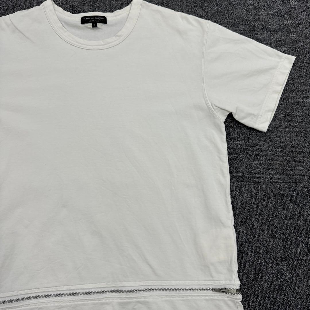 【AD2002】コムデギャルソンオムプリュス 裾ジップTシャツ S 白アーカイブ