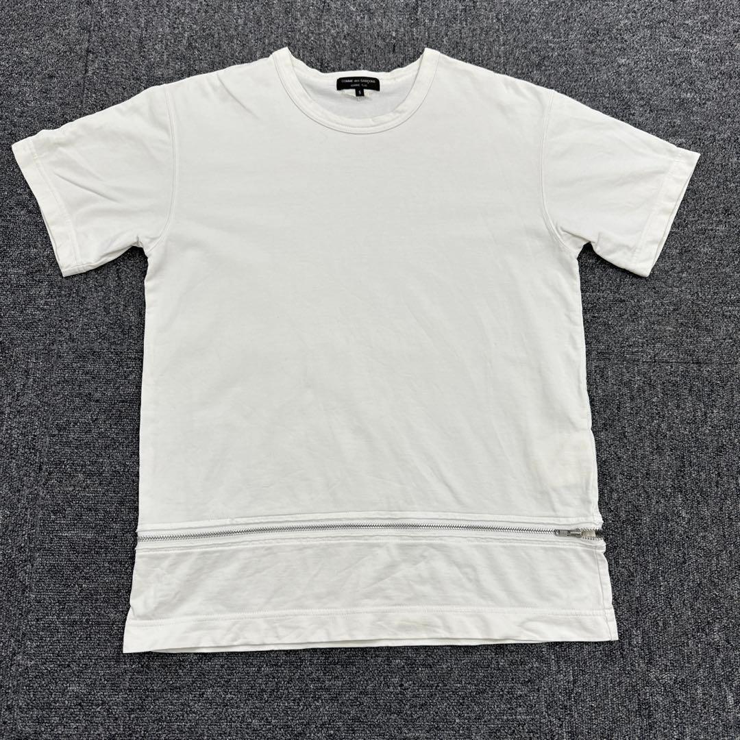 【AD2002】コムデギャルソンオムプリュス 裾ジップTシャツ S 白アーカイブ