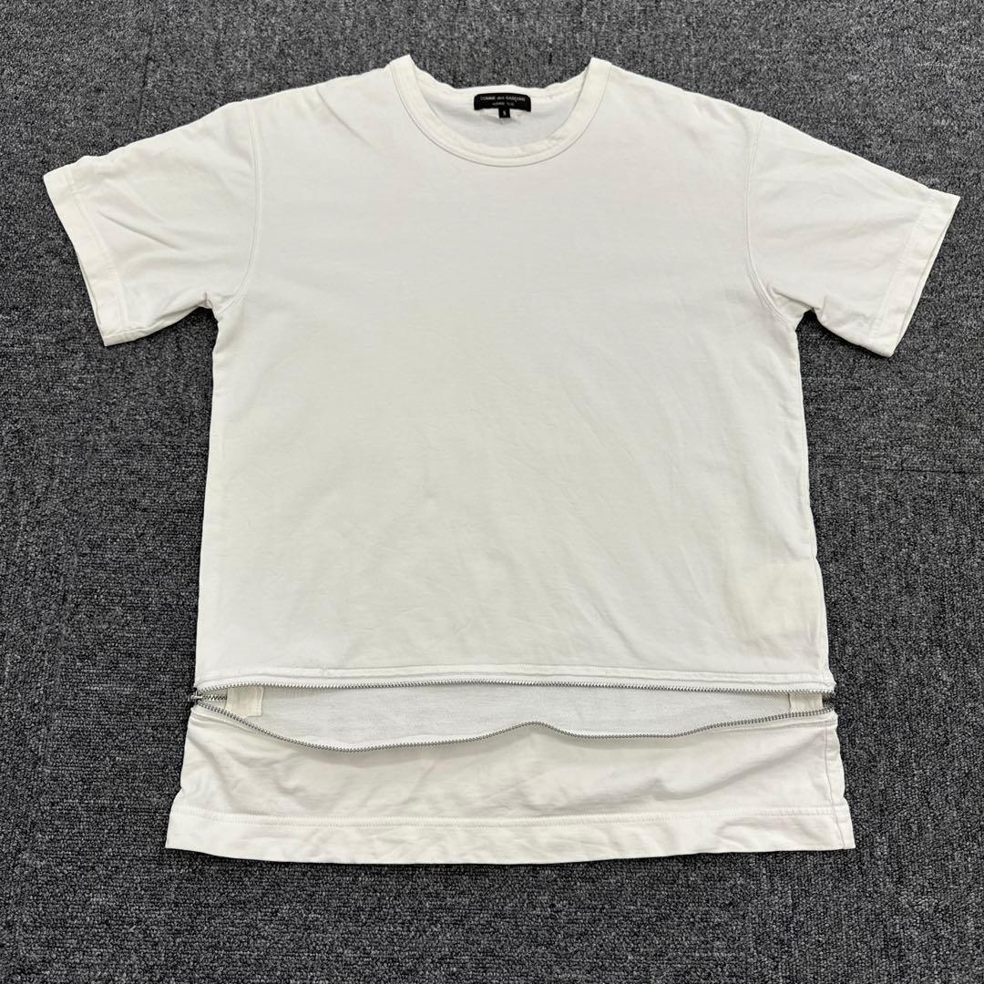 【AD2002】コムデギャルソンオムプリュス 裾ジップTシャツ S 白アーカイブ