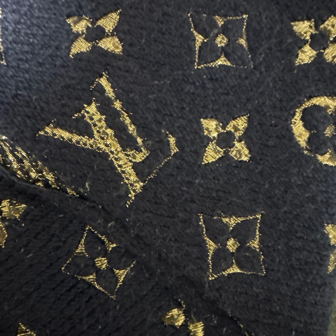 Louis Vuitton ネイビー ×ゴールド　マフラー