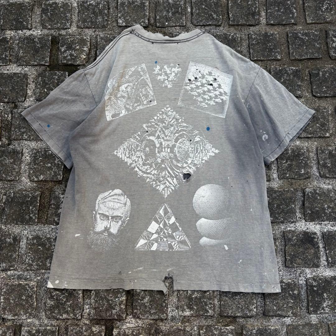 一点物 80〜90s Escher アートT USA製 ボロ XL