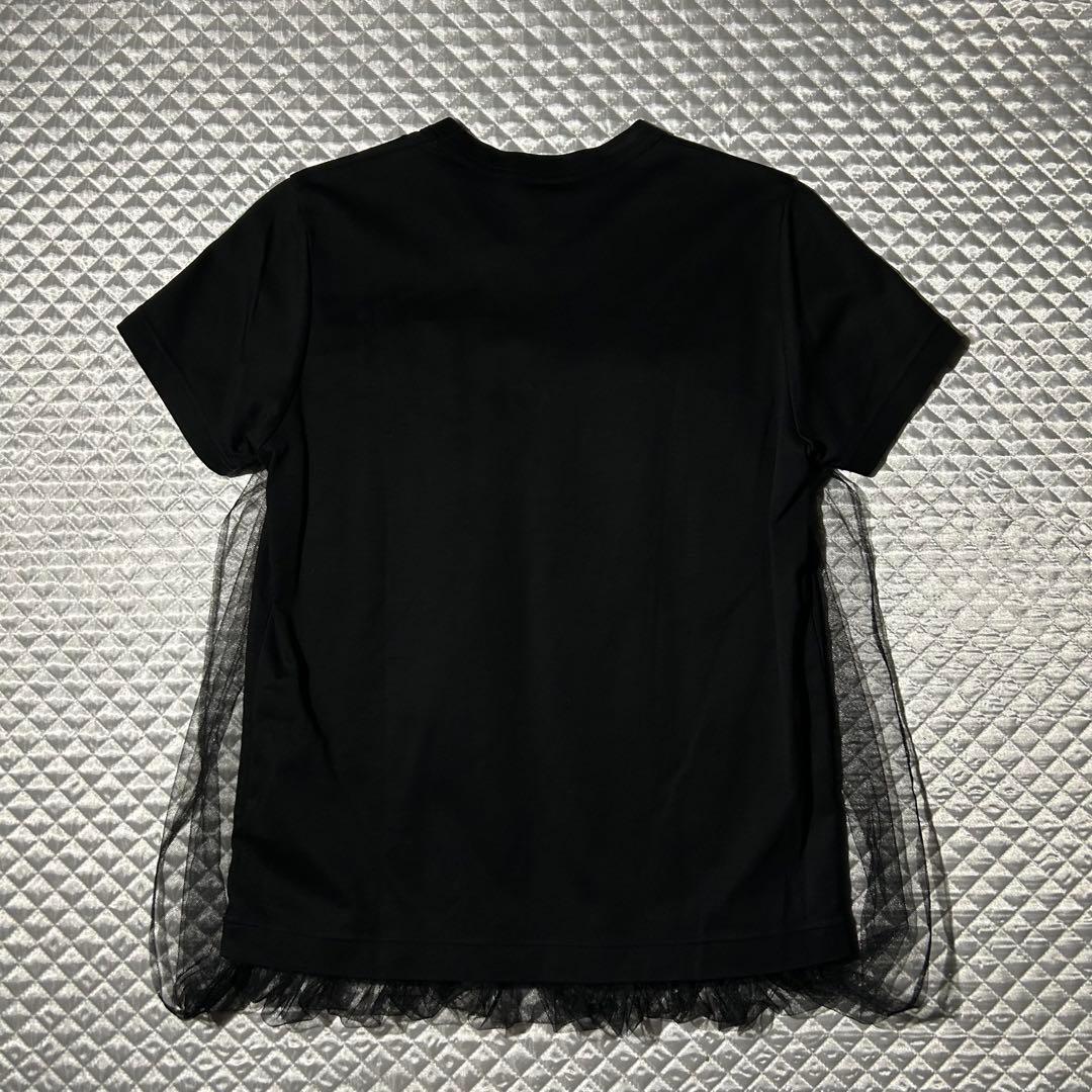 AD2019 20SS ギャザーフレアチュールTシャツ トップス 黒
