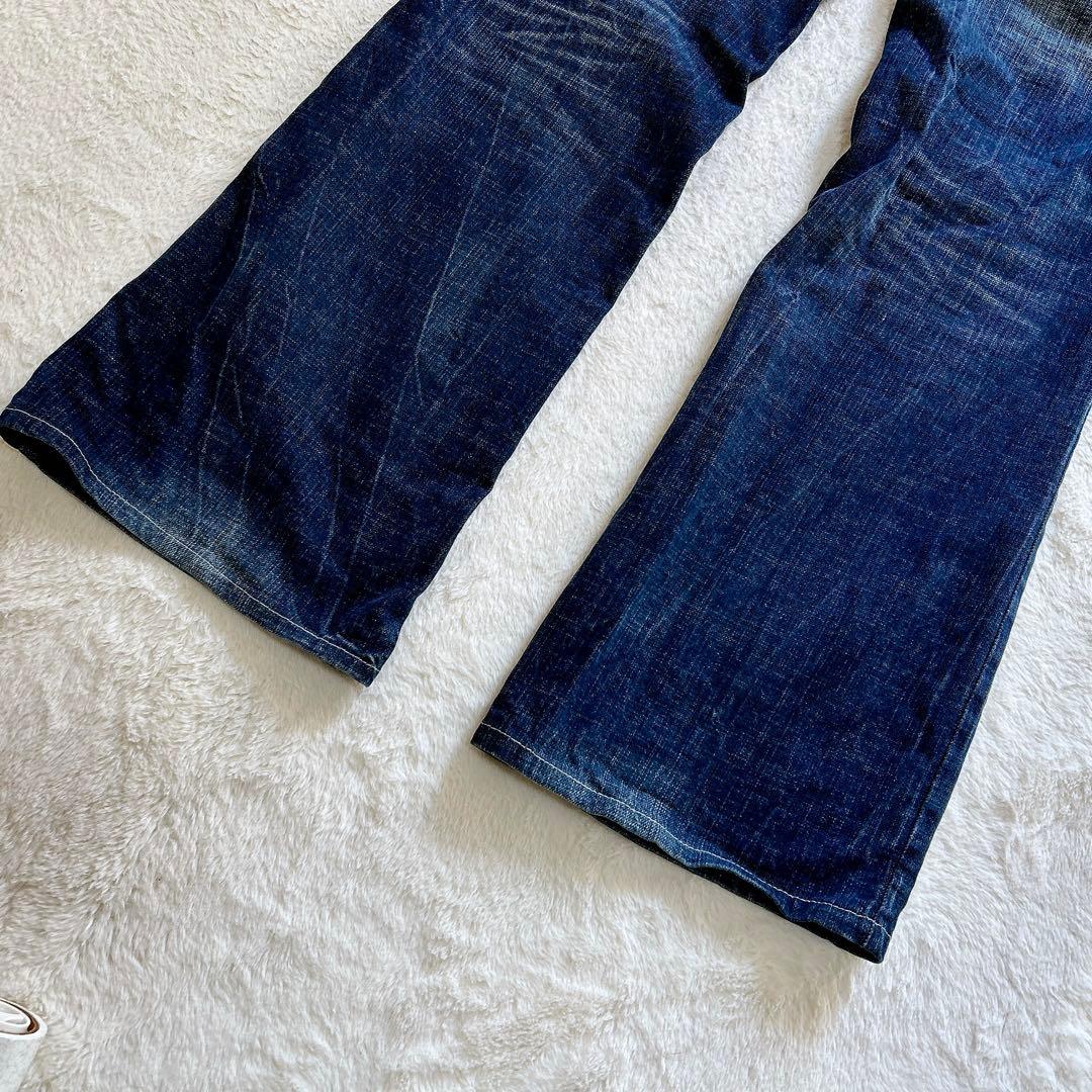 Y2K archive サスペンダー付きデニム　翼　刺繍　レザー　フレアデニム