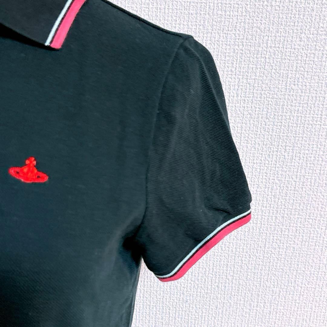 Vivienne Westwood ビビアン　ポロシャツ　黒　ピンク　刺繍ロゴ