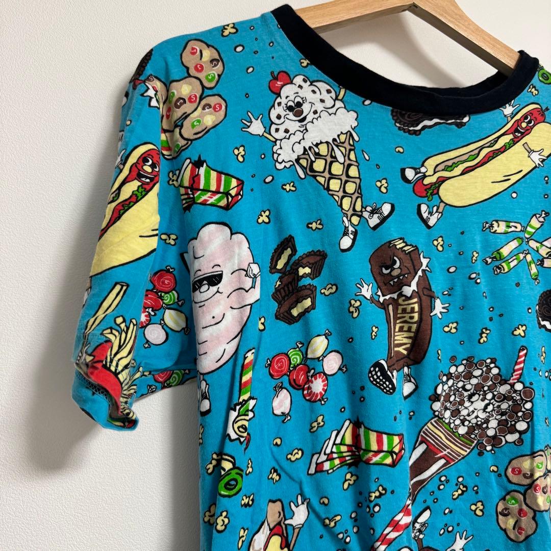 激レア ジェレミースコット フードファイト Tシャツ 半袖総柄 ブルー L 綿