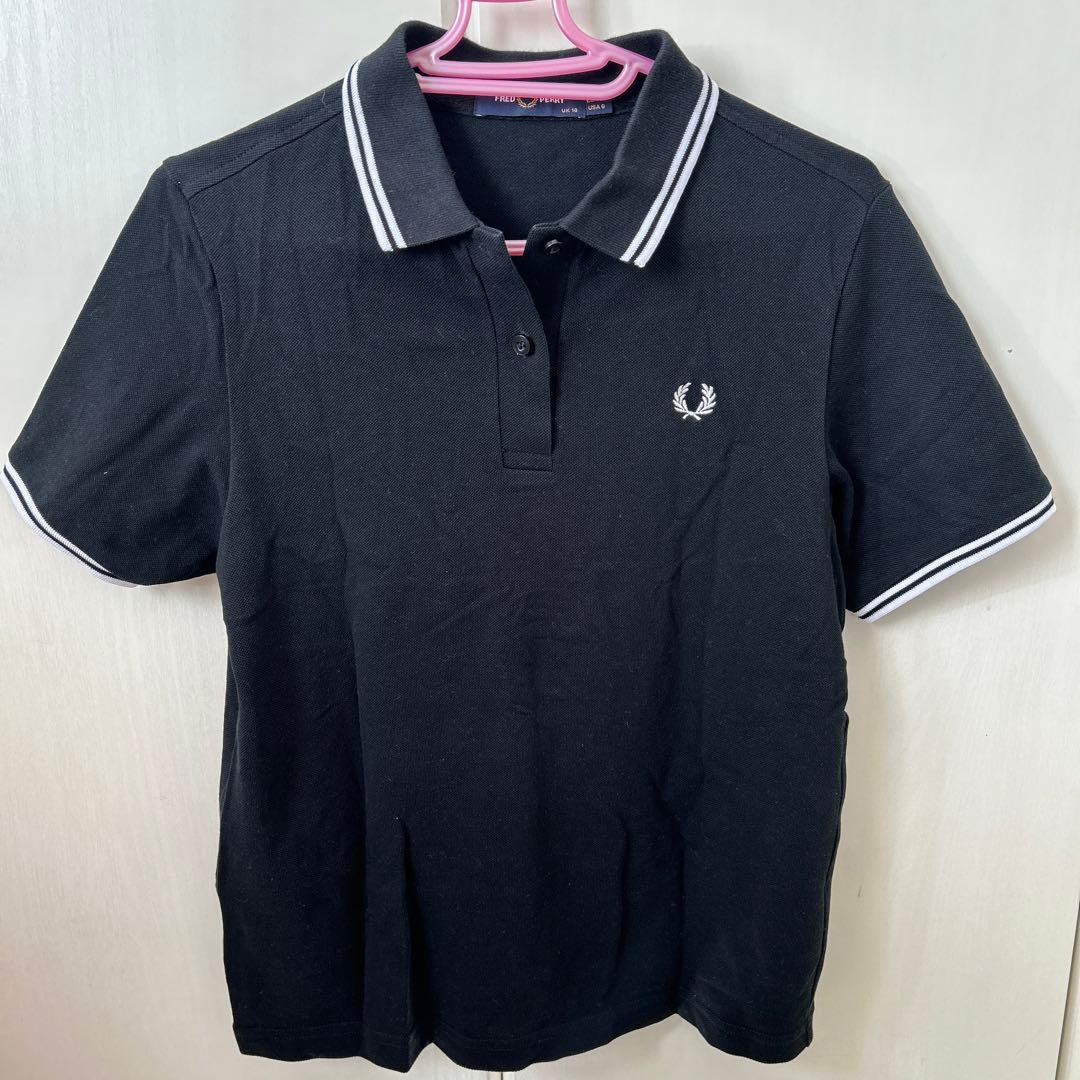 FRED PERRY レディース ブラック ポロシャツ UK 10
