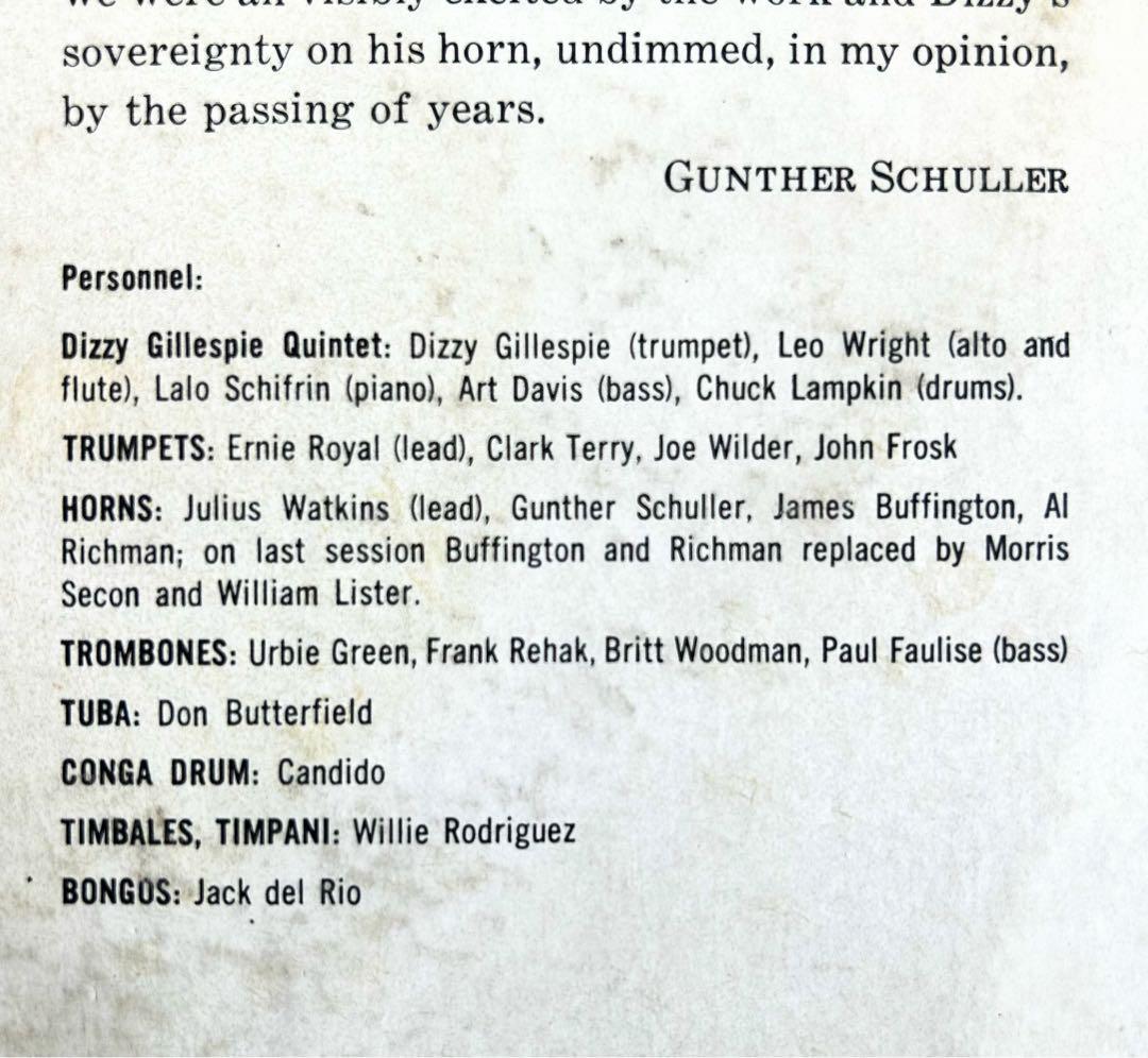 Dizzy Gillespie Gillespianaアフロキューバン傑作US盤