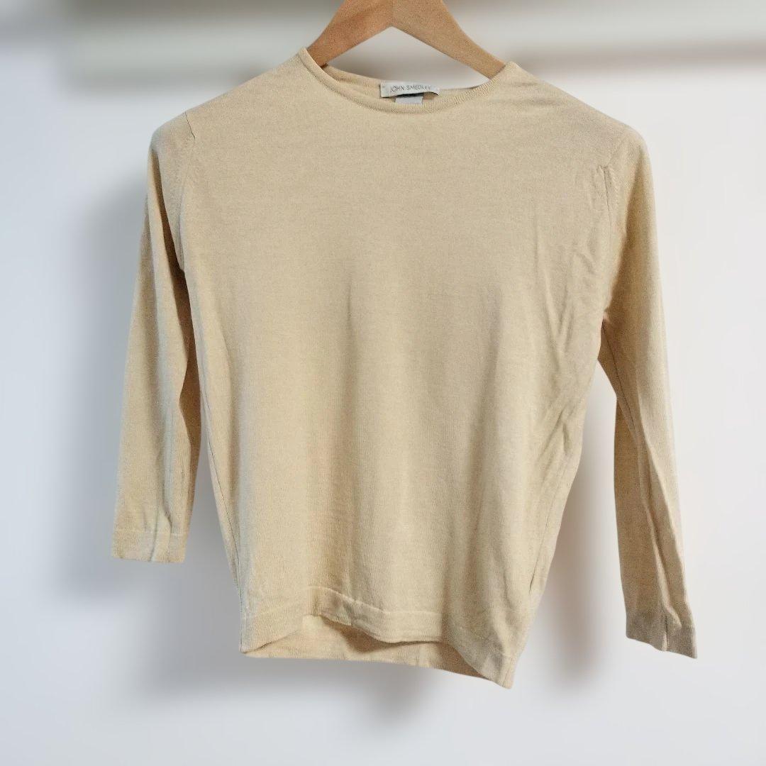 美品　JOHN SMEDLEY ベージュ カーディガン　七分袖ニット　セット